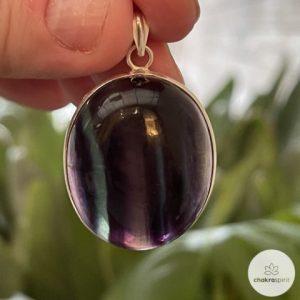 Regenboog fluoriet Hanger - volledig zilver