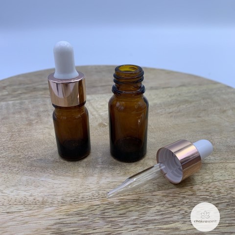 Set met 2 glazen flesjes met pipet en rosé gouden dop