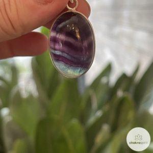 Regenboog fluoriet Hanger N 02 - volledig zilver