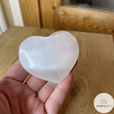 Witte Seleniet hart - Marokko - 7cm