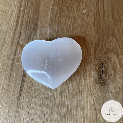 Witte Seleniet hart - Marokko - 7cm