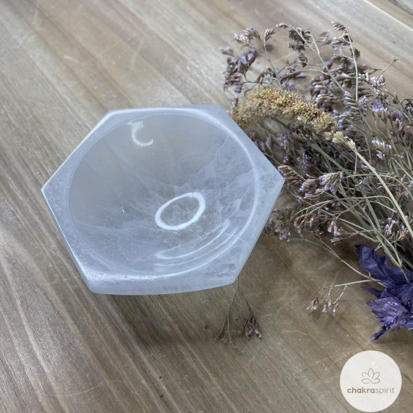 Witte Seleniet oplaadschaaltje hexagon - Marokko