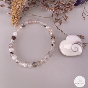 Dendriet facet armband 6mm + Eye of Saint Lucia hartje 3cm