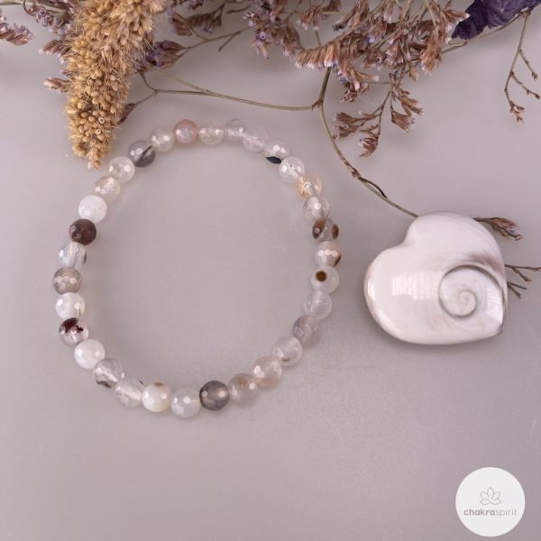 Dendriet Agaat facet armband 6 mm en Eye of Saint Lucia hart 30 mm