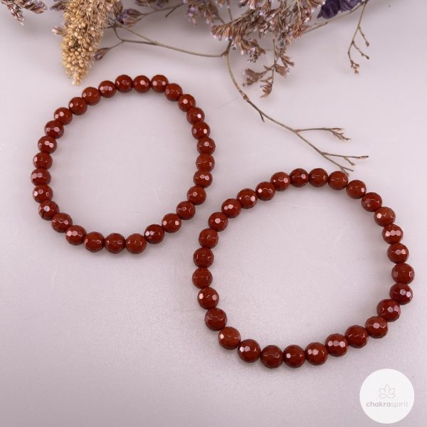 Rode Jaspis facet armband 6 mm