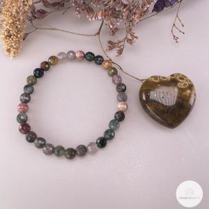 India Agaat facet armband 6mm + hartje 3cm