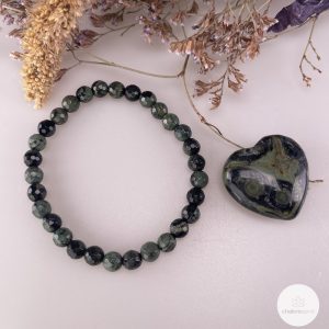 Kambaba Jaspis facet armband 6mm + hartje 3cm