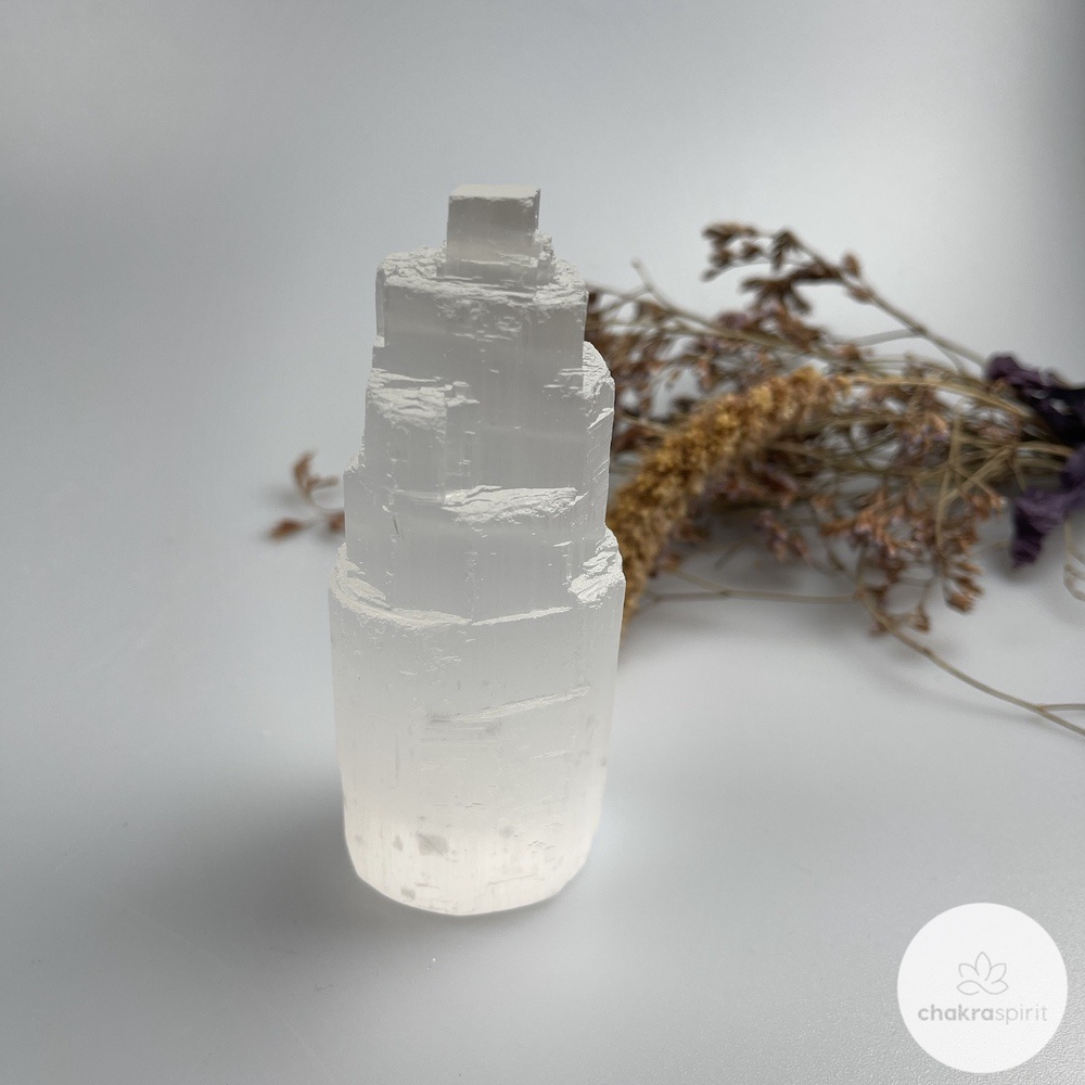 Witte Seleniet ijsberg toren - Marokko - 100 mm 1 seleniet punt