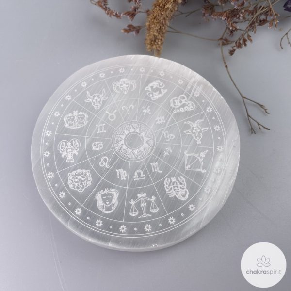 Witte Seleniet schijf Zodiac wiel - Marokko