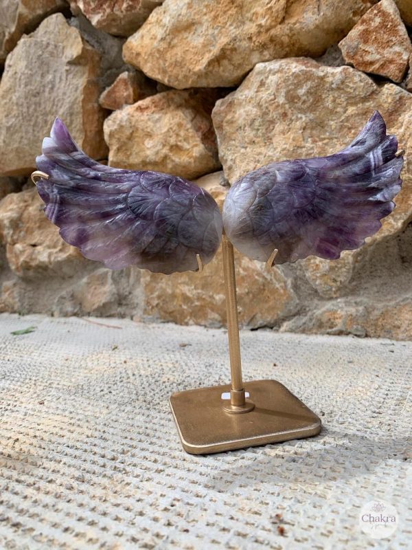 Amethistkwarts/Chevron Amethist vleugels met staander
