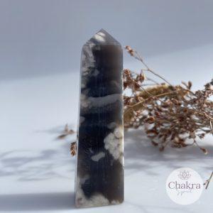 Zwarte Flower Agaat punt - 92gr