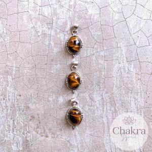 Gouden Tijgeroog hanger - 925 zilver