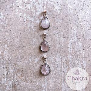 Rozenkwarts hanger - 925 zilver