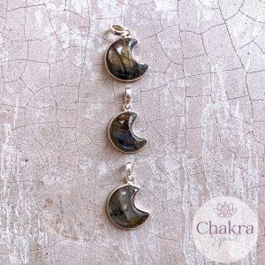 Labradoriet hanger halve maan - 925 zilver