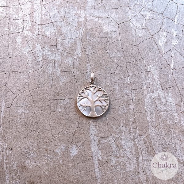 Levensboom hanger met parelmoer - 925 zilver