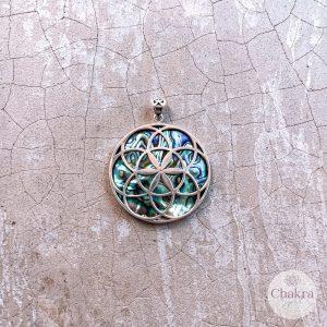 Flower of Life hanger met Abalone - 925 zilver