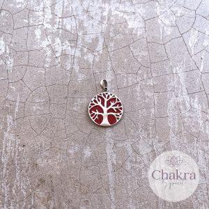 Levensboom hanger met Koraal - 925 zilver