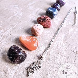 Chakra’s trommelstenen set 1 & edelsteenhouder ketting zilverkleurig (45 cm – 50 cm) Chakra's trommelstenen set 1 & edelsteenhouder ketting zilverkleurig (45 cm - 50 cm)