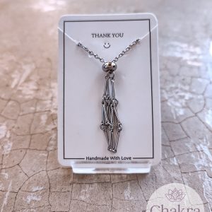 Edelsteenhouder ketting zilverkleurig kort (45 cm - 50 cm)