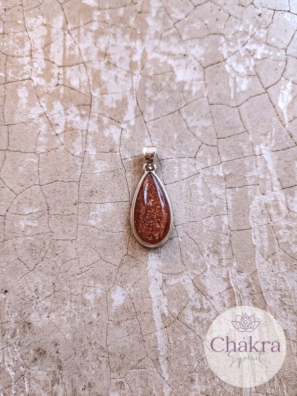 Gouden Zonnesteen hanger - 925 zilver