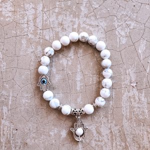 Howliet kralenarmband 8 mm met Fatima hand