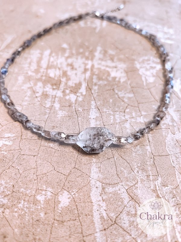 Herkimer diamant ketting (42 cm - 47 cm) 8 Herkimer diamant ketting (42 cm - 47 cm)