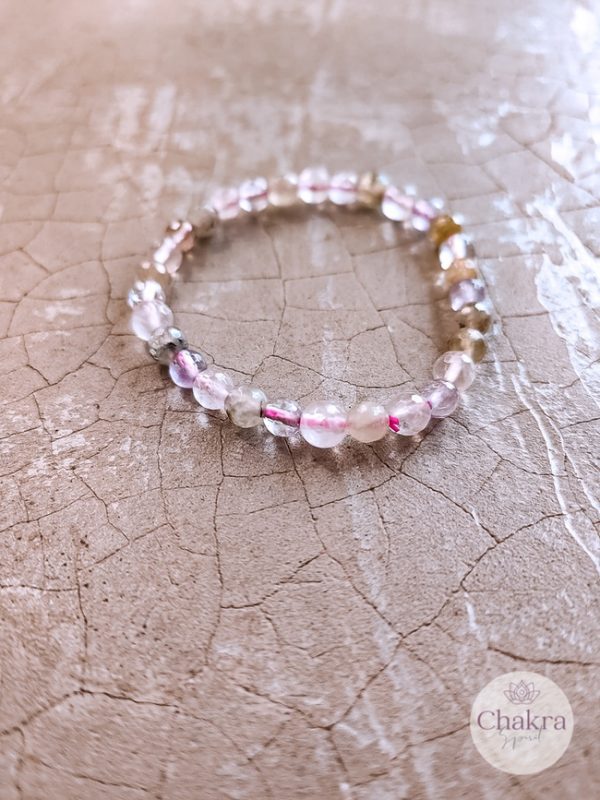 Multi kwarts facet kralenarmband 6 mm