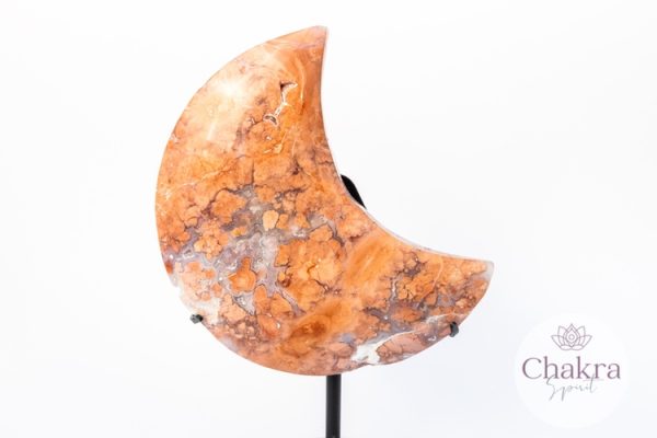 Roze Agaat maan met staander - 304gr