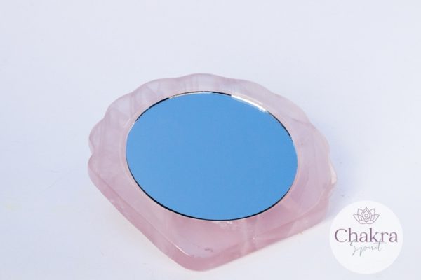 Rozenkwarts schelp met spiegel 39 Rozenkwarts schelp met spiegel