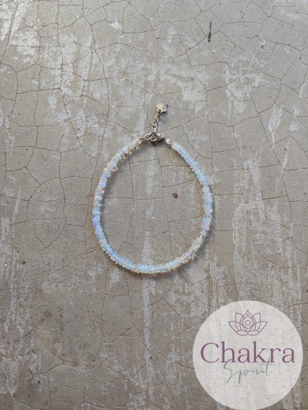 Witte Opaal rondelle kralenarmband 3,5 mm