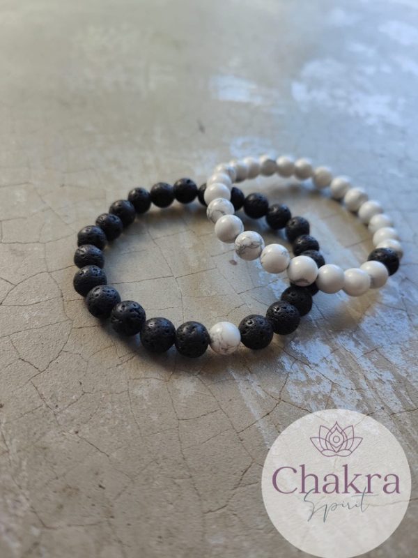 Vriendschapskralenarmbanden Howliet met Lavasteen 8 mm 10 Vriendschapskralenarmbanden Howliet met Lavasteen 8 mm