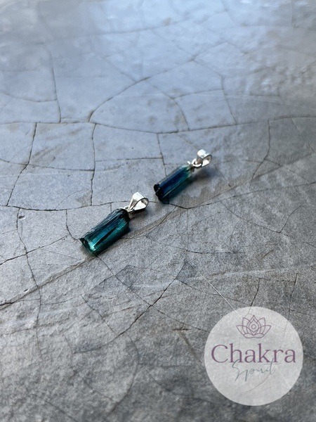 Blauwe Toermalijn hanger - 925 zilver