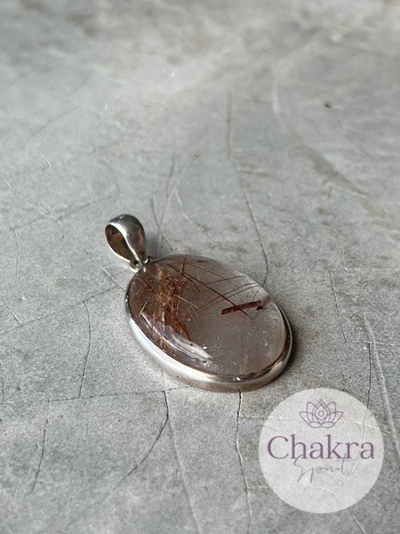 Rood Rutielkwarts hanger - 925 zilver