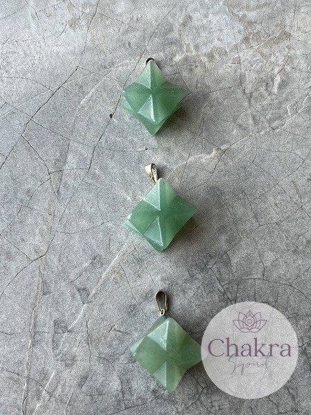 Groene Aventurijn merkaba hanger 3 Groene Aventurijn merkaba hanger