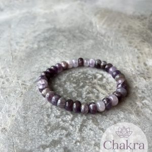 Amethistkwarts/Chevron Amethist rondelle kralenarmband 8 mm