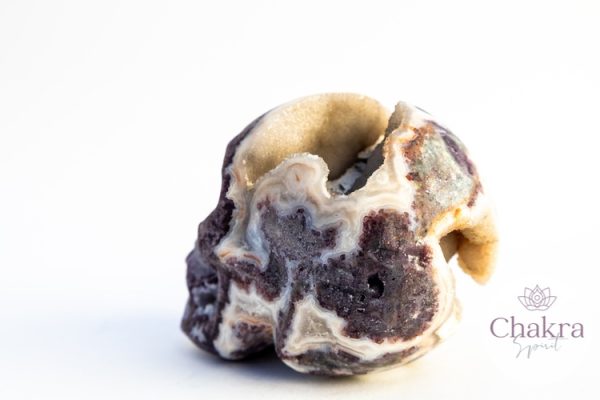 Paarse Fluoriet met Sfaleriet schedel - 448gr 34 Paarse Fluoriet met Sfaleriet schedel - 448gr