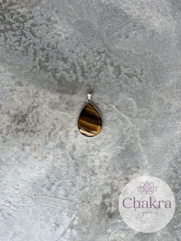 Gouden Tijgeroog hanger - 925 zilver 12 Gouden Tijgeroog hanger - 925 zilver