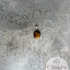 Gouden Tijgeroog hanger - 925 zilver