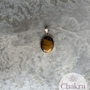 Gouden Tijgeroog hanger - 925 zilver