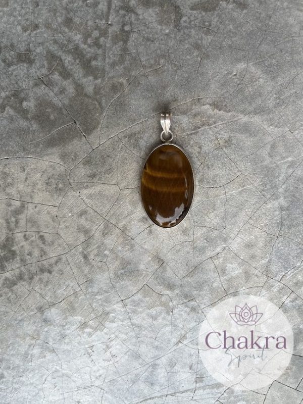 Gouden Tijgeroog hanger - 925 zilver 18 Gouden Tijgeroog hanger - 925 zilver