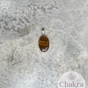 Gouden Tijgeroog hanger - 925 zilver