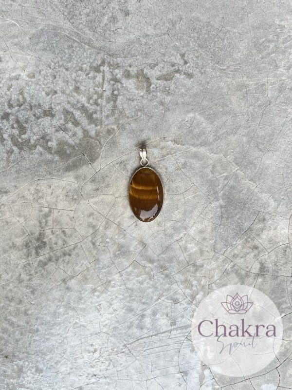 Gouden Tijgeroog hanger - 925 zilver 17 Gouden Tijgeroog hanger - 925 zilver