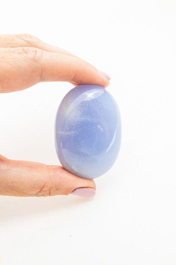Blauwe Chalcedoon handsteen - Turkije - 80gr 64 Blauwe Chalcedoon handsteen - Turkije - 80gr