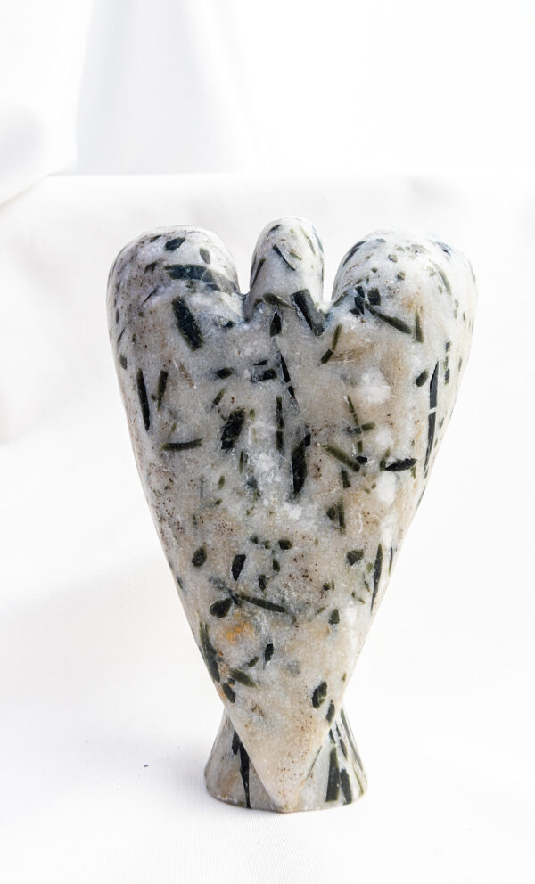 Groene Toermalijn (Verdeliet) in kwarts engel - 758gr 2 Groene Toermalijn (Verdeliet) in kwarts engel - 758gr