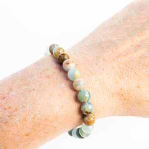 Blauwe Onyx kralenarmband 8 mm