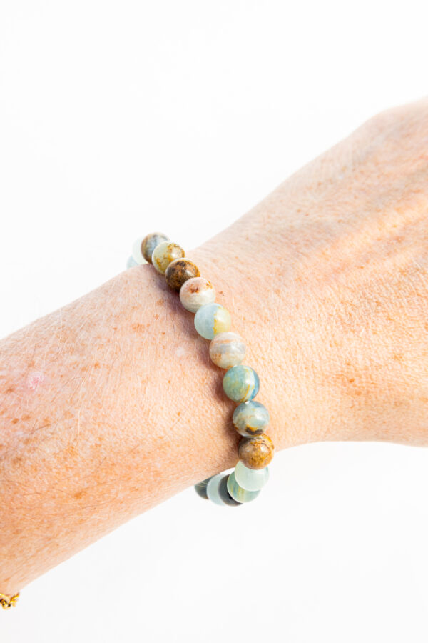 Blauwe Onyx kralenarmband 8 mm